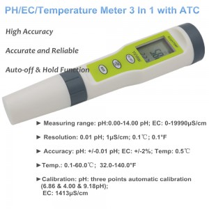 Цифровой мультимонитор EZ9902 (РН/EC/Temp) АТС Kellymeter тестер качества воды 3 в 1